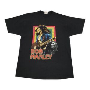 Rare Vintage 90s Bob Marley Exodus Short Sleeve Double Sided T-Shirt L Black Rap